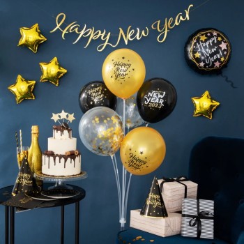 Zestaw balonów HAPPY NEW YEAR 2023 konfetti Sylwester 2