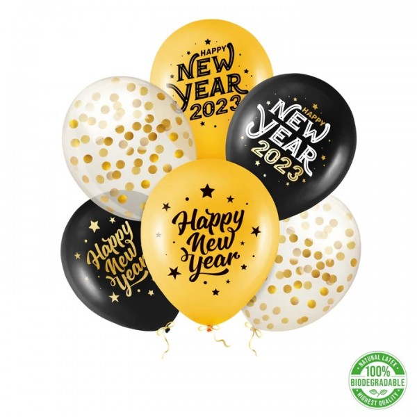 Zestaw balonów HAPPY NEW YEAR 2023 konfetti Sylwester 1
