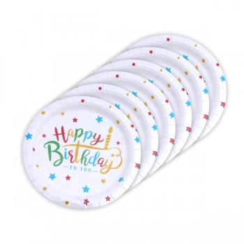 Zestaw talerzyków w kolorowe gwiazdki "Happy Birthday" 2